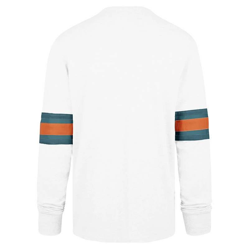Men's '47 White Miami Dolphins Gridiron Throwback Premier Brex Long Sleeve T-Shirt