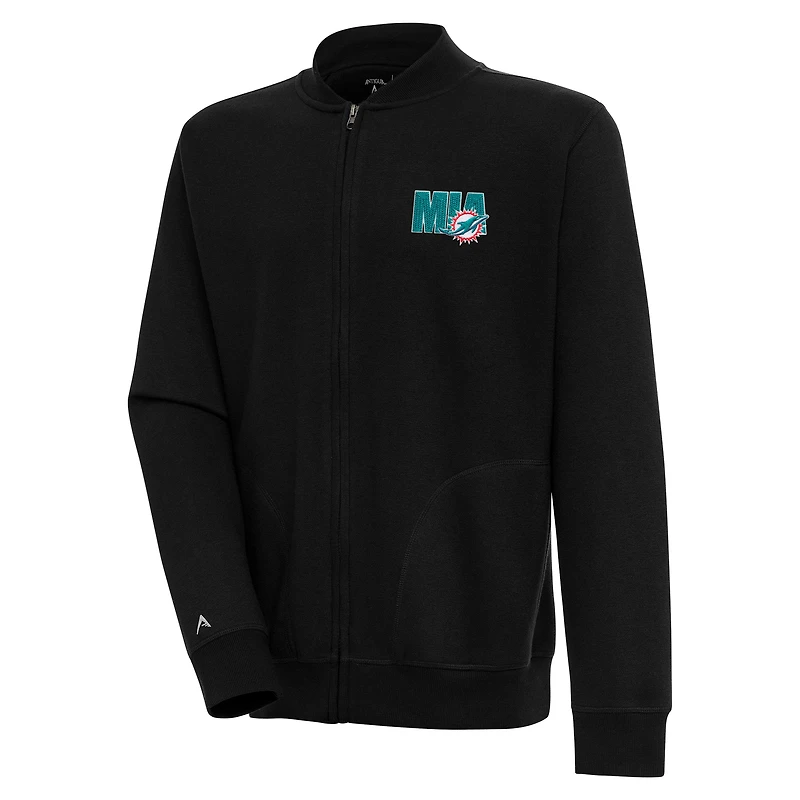 Veste zippée Victory noire Antigua pour homme des Miami Dolphins