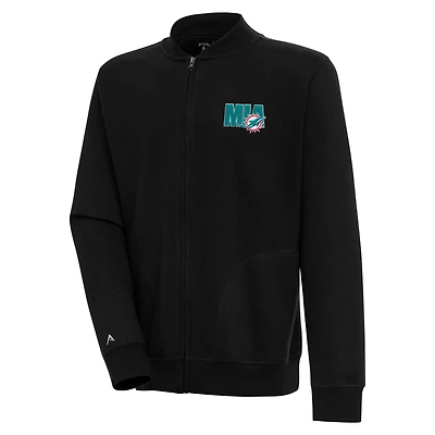 Veste zippée Victory noire Antigua pour homme des Miami Dolphins