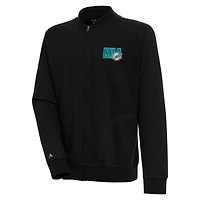Veste zippée Victory noire Antigua pour homme des Miami Dolphins