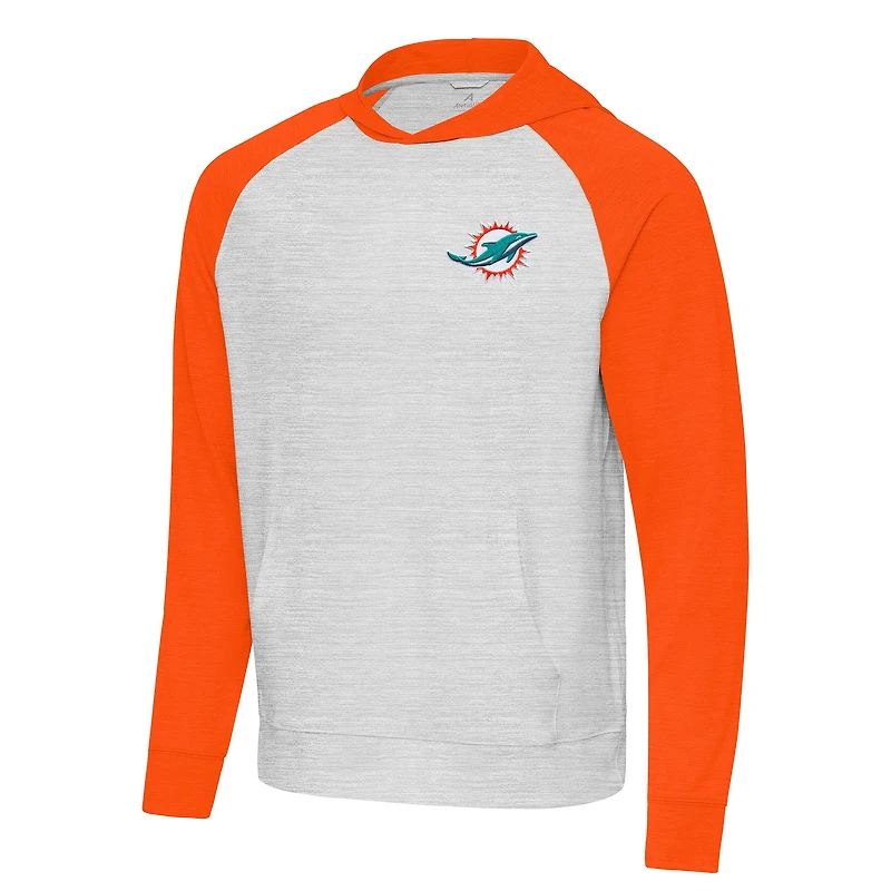 Sweat à capuche gris/orange Antigua pour homme des Miami Dolphins