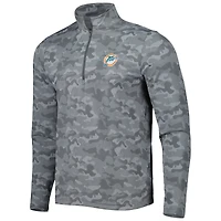 Haut à fermeture éclair quart de tour rétro Antigua Grey Miami Dolphins Brigade pour homme
