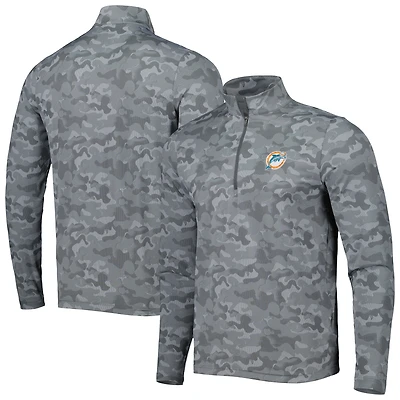 Haut à fermeture éclair quart de tour rétro Antigua Grey Miami Dolphins Brigade pour homme