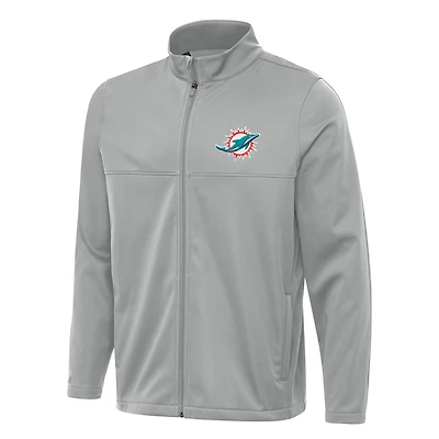 Veste de golf zippée intégrale Miami Dolphins Links 2 pour homme, gris Antigua