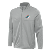 Veste de golf zippée intégrale Miami Dolphins Links 2 pour homme, gris Antigua