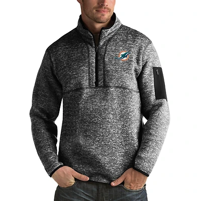 Veste à enfiler zippée quart de tour Fortune pour homme, coloris noir chiné, des Dolphins Miami, couleur grande taille