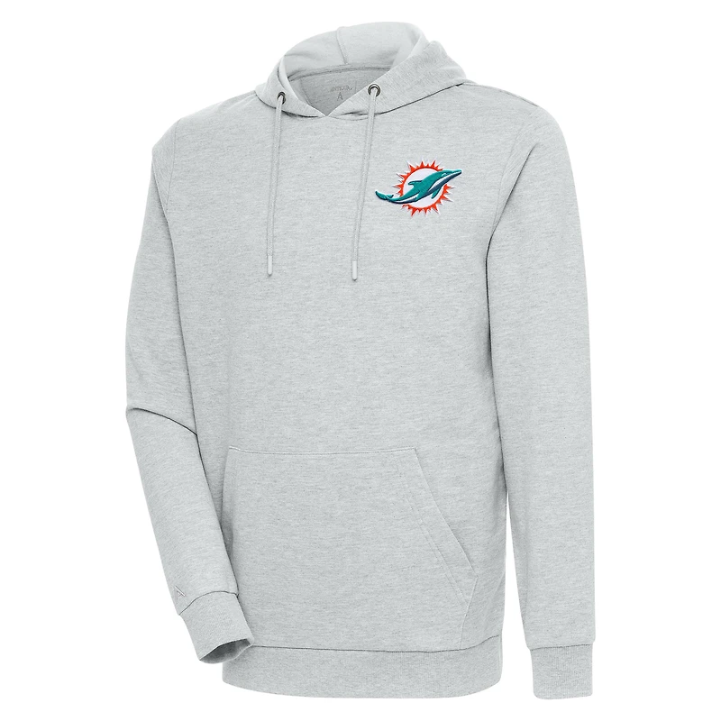 Sweat à capuche léger Antigua Heather Grey Miami Dolphins Action pour homme