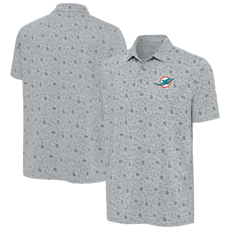 Polo Relentless Antigua gris chiné pour homme des Miami Dolphins