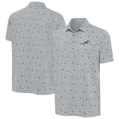 Polo Relentless Antigua gris chiné pour homme des Miami Dolphins