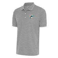 Polo rétro gris chiné Antigua pour homme avec logo de l'équipe des Dolphins Miami