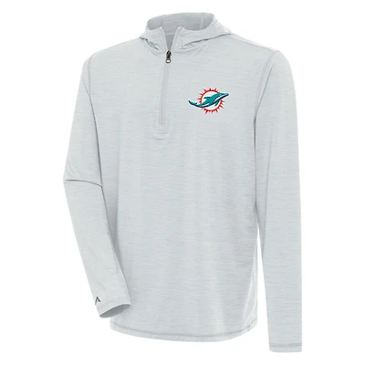 Sweat à capuche zippé quart de zip Antigua Heather Grey pour homme des Miami Dolphins
