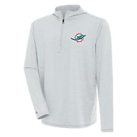 Sweat à capuche zippé quart de zip Antigua Heather Grey pour homme des Miami Dolphins