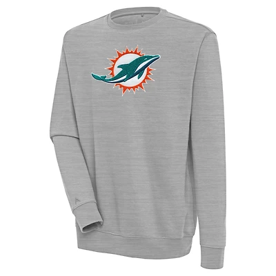 Sweat-shirt à col rond Victory Antigua gris chiné pour homme des Dolphins de Miami