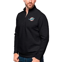 Pull-over Gambit noir chiné Antigua pour homme, fermeture éclair quart de tour, des Dolphins Miami