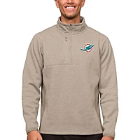 Pull-over à fermeture éclair quart de tour pour homme Antigua Oatmeal Miami Dolphins