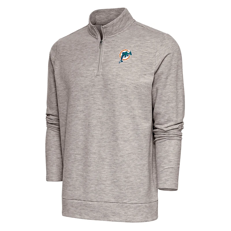 Pull-over à fermeture éclair quart de tour Gambit rétro pour homme avec logo l'équipe des Miami Dolphins d'Antigua Oatmeal