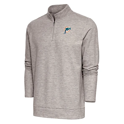 Pull-over à fermeture éclair quart de tour Gambit rétro pour homme avec logo l'équipe des Miami Dolphins d'Antigua Oatmeal
