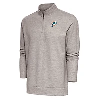 Pull-over à fermeture éclair quart de tour Gambit rétro pour homme avec logo l'équipe des Miami Dolphins d'Antigua Oatmeal
