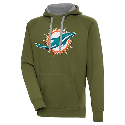 Sweat à capuche Antigua Olive Miami Dolphins pour homme avec logo Victory