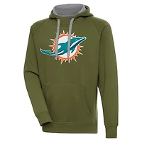 Sweat à capuche Antigua Olive Miami Dolphins pour homme avec logo Victory