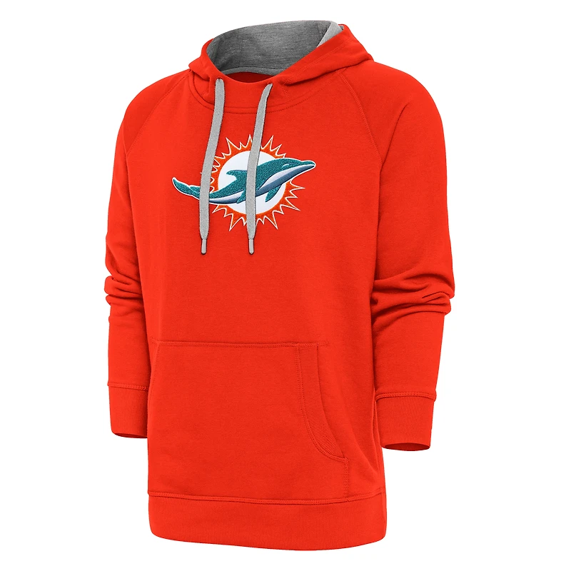 Sweat à capuche Victory Chenille Orange Antigua pour homme des Miami Dolphins