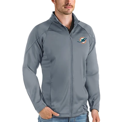 Veste de golf zippée intégrale Antigua Steel Miami Dolphins Links pour homme