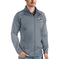 Veste de golf zippée intégrale Antigua Steel Miami Dolphins Links pour homme