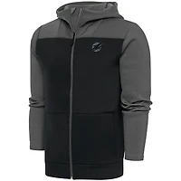 Sweat à capuche zippé intégral Antigua Steel Miami Dolphins avec logo ton sur pour homme