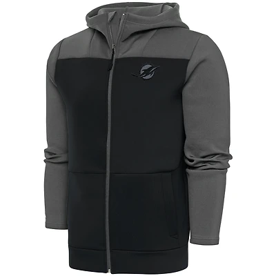 Sweat à capuche zippé intégral Antigua Steel Miami Dolphins avec logo ton sur pour homme