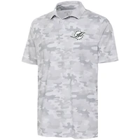 Men's Antigua White Miami Dolphins Anthracite Logo Collide Polo
