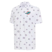 Men's Antigua White Miami Dolphins Fireworks Polo