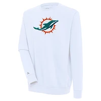 Sweat-shirt à col rond Victory Antigua White pour homme, Miami Dolphins