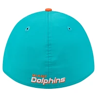 Men's  Aqua/Orange Miami Dolphins Rope M-Crown A-Frame 39THIRTY Flex Hat