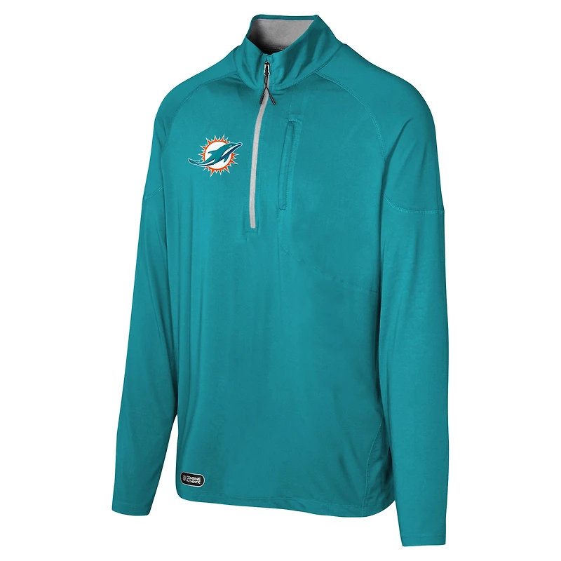 Haut à quart de zip Aqua Miami Dolphins Grind Iron pour hommes
