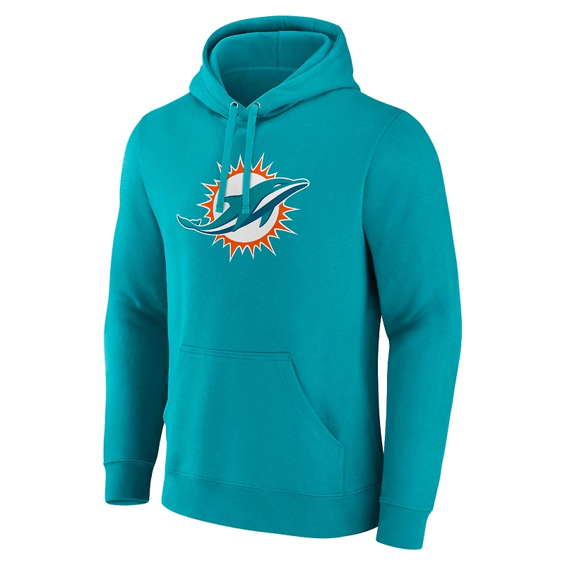Sweat à capuche en polaire avec logo principal des Dolphins de Miami Aqua pour hommes