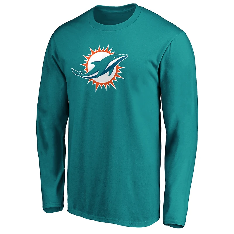 T-shirt à manches longues pour homme avec logo principal des Dolphins de Miami Aqua