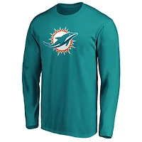 T-shirt à manches longues pour homme avec logo principal des Dolphins de Miami Aqua