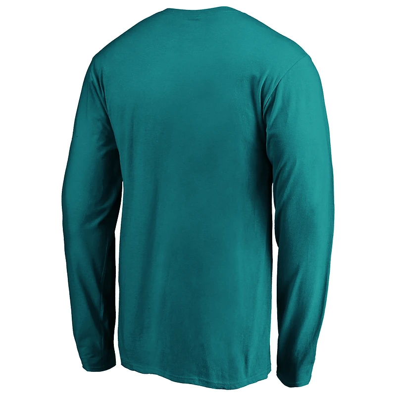 T-shirt à manches longues pour homme avec logo principal des Dolphins de Miami Aqua