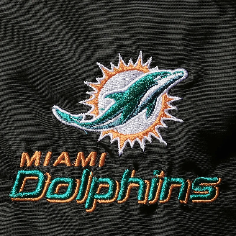 Veste coupe-vent raglan classique à boutons-pression pour hommes Miami Dolphins Coaches noire