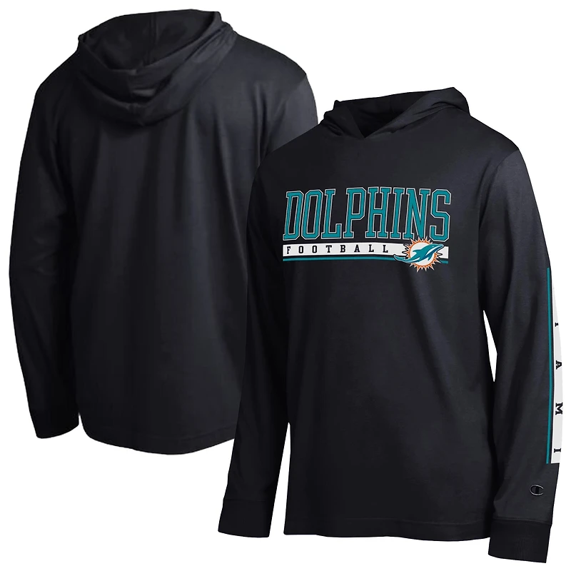 T-shirt à capuche Champion noir pour homme Miami Dolphins All Star