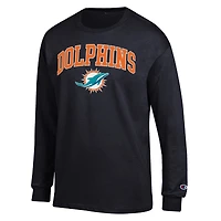 Men's Champion Black Miami Dolphins Arch Over Logo Long Sleeve T-Shirt