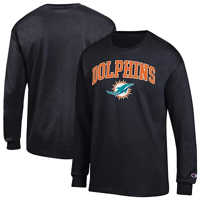 Men's Champion Miami Dolphins Arch Over Logo Long Sleeve T-Shirt