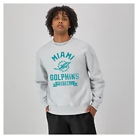 Men's Champion  Heather Gray Miami Dolphins Reverse Weave Fleece Pullover Sweatshirt
