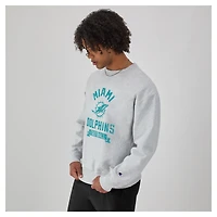 Men's Champion  Heather Gray Miami Dolphins Reverse Weave Fleece Pullover Sweatshirt