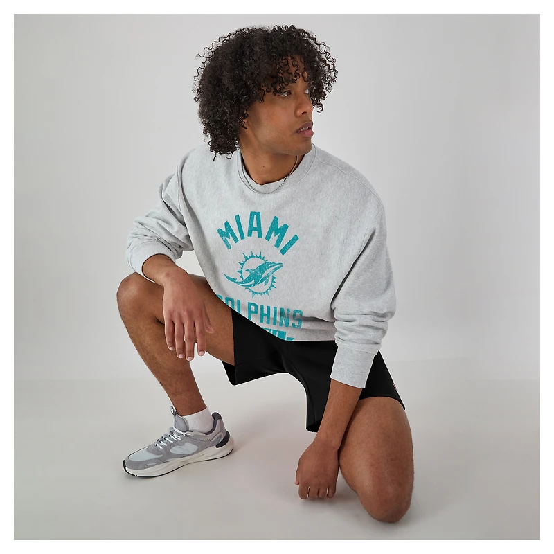 Sweat-shirt en molleton à tissage inversé Champion pour homme, gris chiné, des Dolphins de Miami