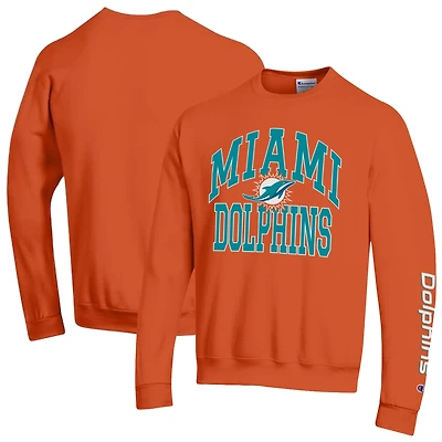 Men's Champion  Orange Miami Dolphins Powerblend Fleece Sweatshirt