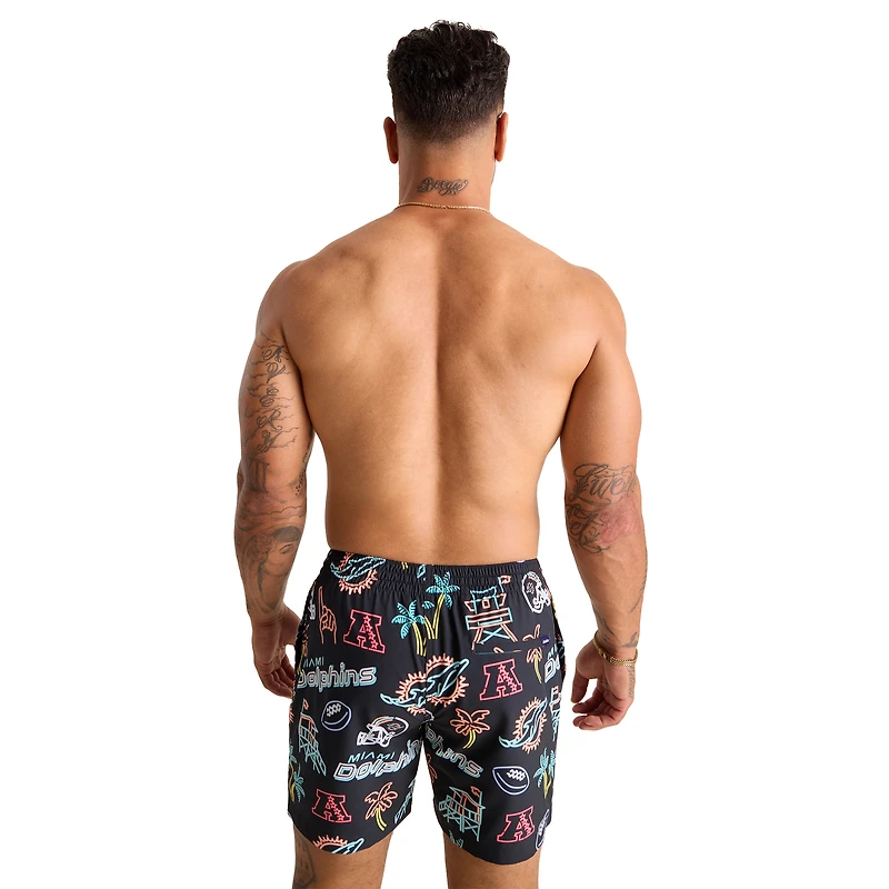 Maillot de bain classique doublé noir Chubbies Miami Dolphins The Neon 5,5" pour homme