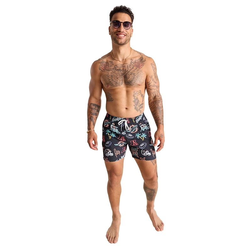 Maillot de bain classique doublé noir Chubbies Miami Dolphins The Neon 5,5" pour homme