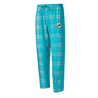 Men's Concepts Sport Aqua/Heather Gray Miami Dolphins Regulate Long Sleeve T-Shirt and Plaid Pant Set