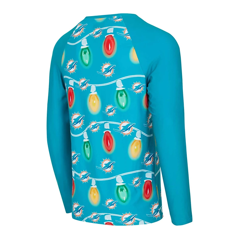 Ensemble t-shirt à manches longues et pantalon en tricot Garland Raglan pour hommes Concepts Sport Aqua Miami Dolphins